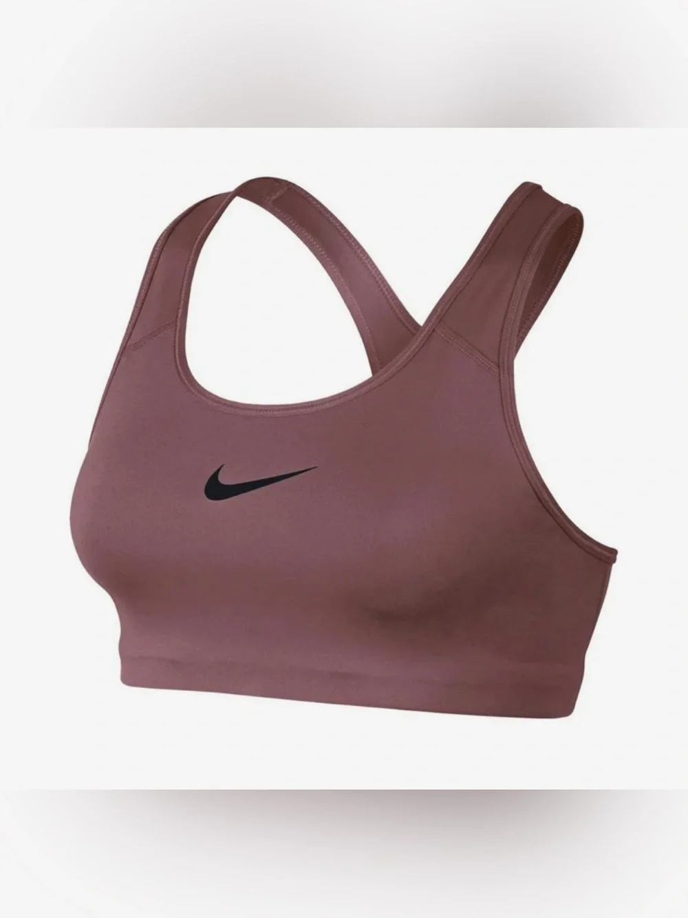 Nike Dri-Fit Mauve Sports Bra Black Swoosh Sz XL athletic gym exercise run walk